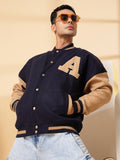 Men Oversized Winter Wear Varsity Jacket with Ribbed Cuffs