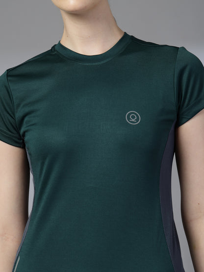 Women's Half Sleeve Dry Fit Active Wear Sports T-shirts Dark Green