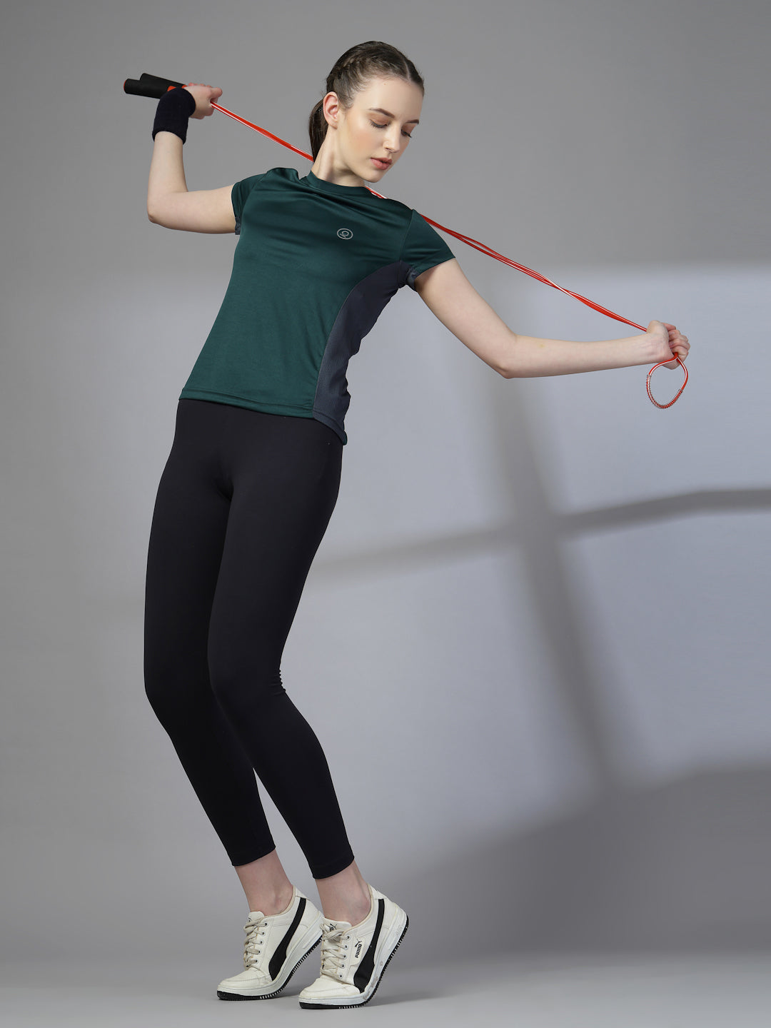Women's Half Sleeve Dry Fit Active Wear Sports T-shirts Dark Green