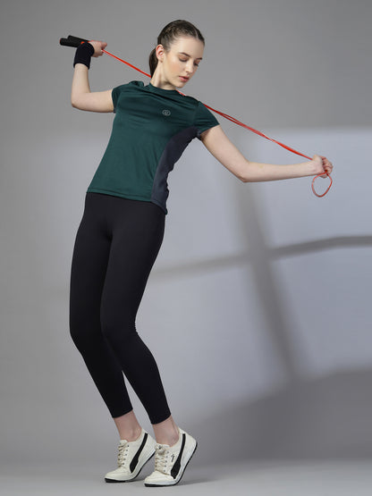 Women's Half Sleeve Dry Fit Active Wear Sports T-shirts Dark Green