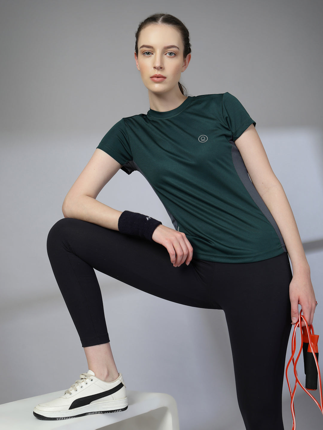 Women's Half Sleeve Dry Fit Active Wear Sports T-shirts Dark Green