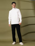 Men White Winter Wear Regular Fit Turtle Neck T Shirt | CHKOKKO