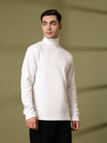 Men White Winter Wear Regular Fit Turtle Neck T Shirt | CHKOKKO