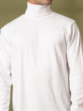 Men White Winter Wear Regular Fit Turtle Neck T Shirt | CHKOKKO