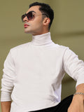 Men White Winter Wear Regular Fit Turtle Neck T Shirt | CHKOKKO