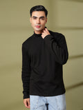 Men Black Winter Wear Regular Fit High Neck T Shirt | CHKOKKO