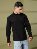 Men Black Winter Wear Regular Fit High Neck T Shirt | CHKOKKO