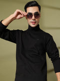 Men Black Winter Wear Regular Fit High Neck T Shirt | CHKOKKO