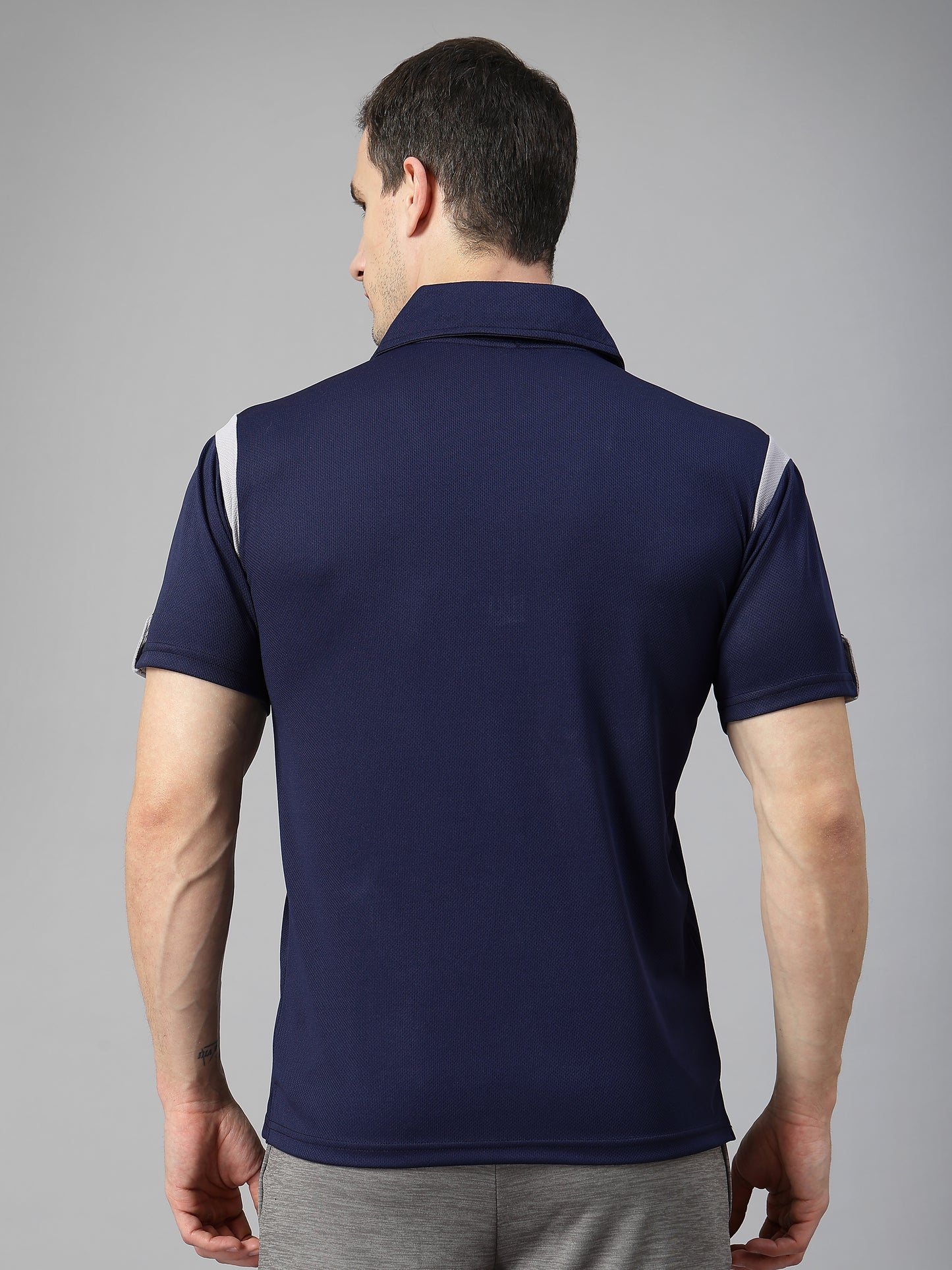 Men's Polo Neck Regular Fit Gym Sports Zipper T-Shirt