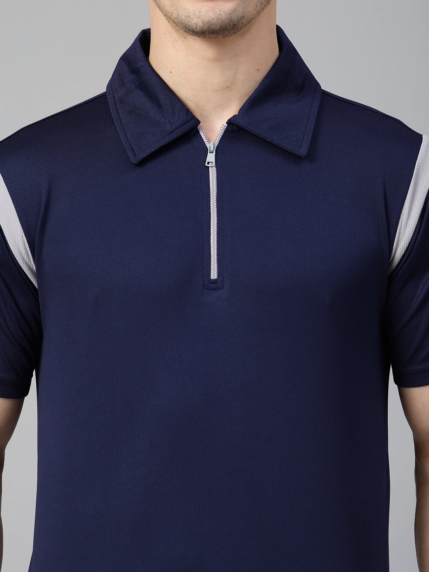 Men's Polo Neck Regular Fit Gym Sports Zipper T-Shirt