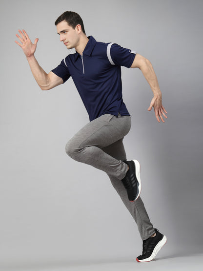 Men's Polo Neck Regular Fit Gym Sports Zipper T-Shirt