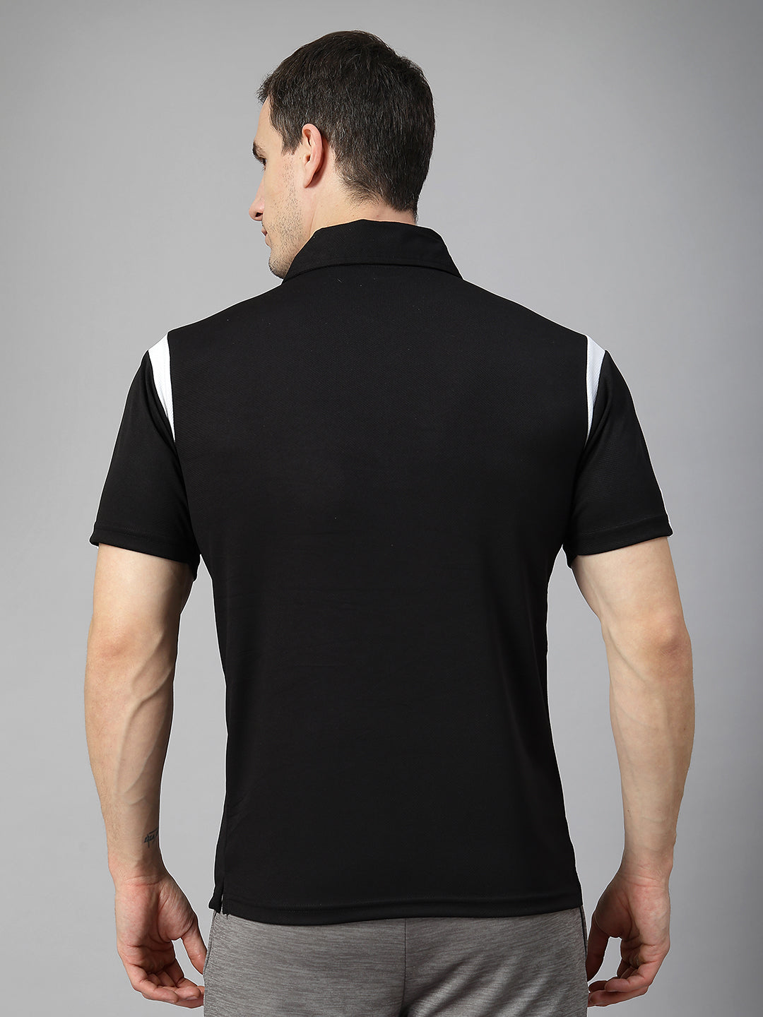 Men's Polo Neck Regular Fit Gym Sports Zipper T-Shirt