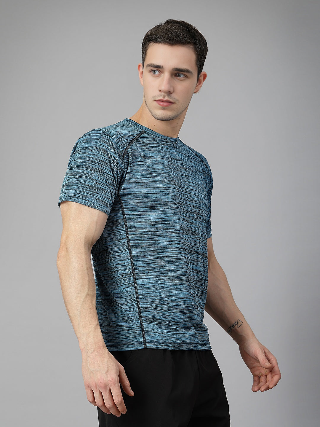 Men's Half Sleeves Dry Fit Gym Sports T-Shirt Sea Green