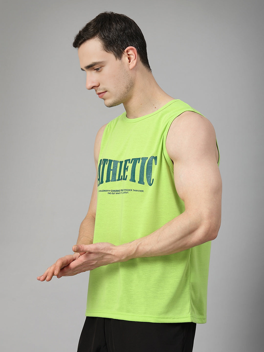 Men Neon Printed Gym Sports Tank Top