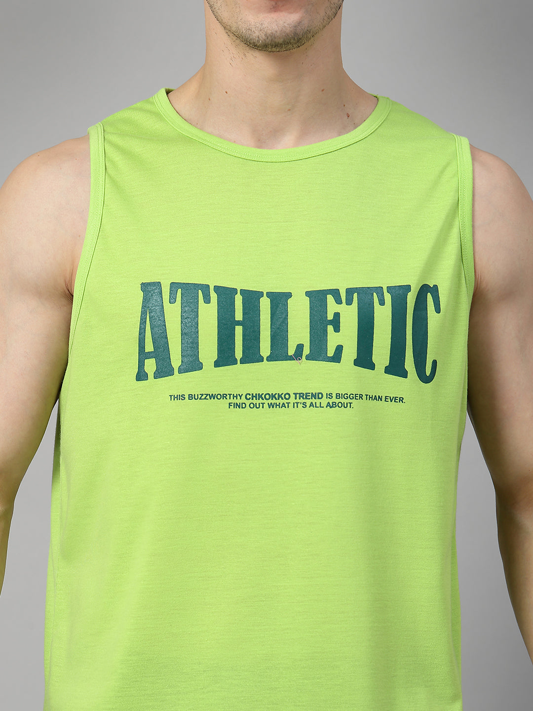Men Neon Printed Gym Sports Tank Top
