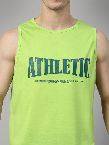 Men Neon Printed Gym Sports Tank Top