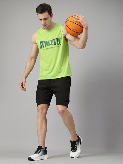 Men Neon Printed Gym Sports Tank Top