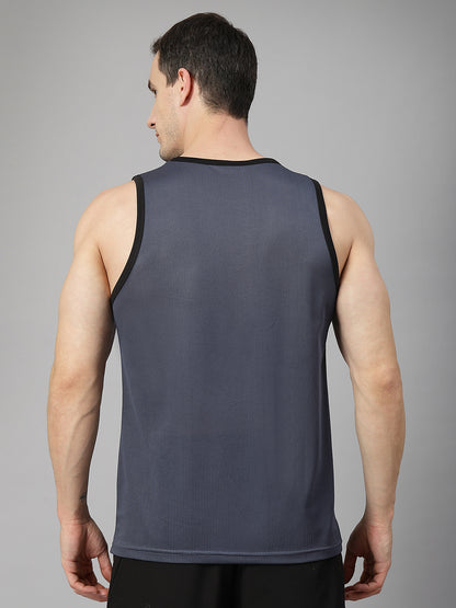 Men Grey Black Gym Sleeveless Sports Tanktop