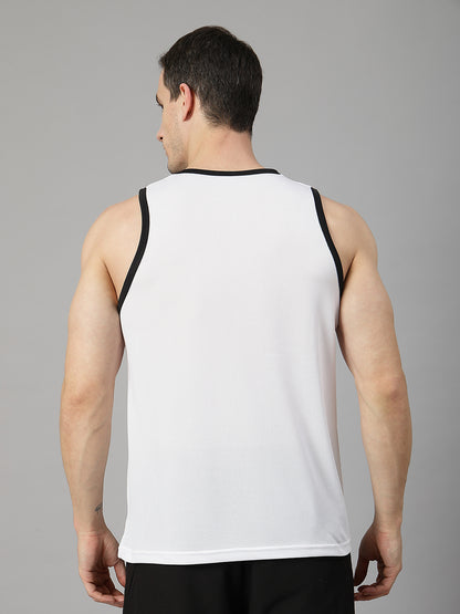 Men White Black Gym Sleeveless Sports Tanktop