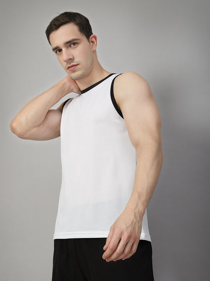 Men White Black Gym Sleeveless Sports Tanktop