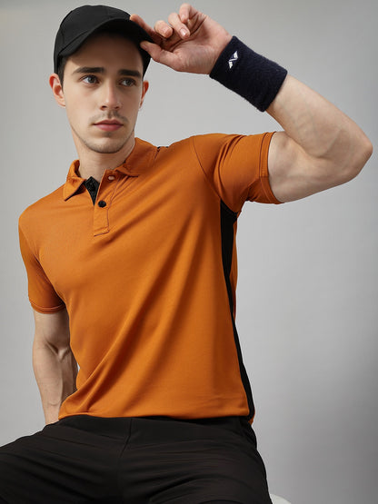 Men Regular Dry Fit Half Sleeve Polo T-Shirt Rust