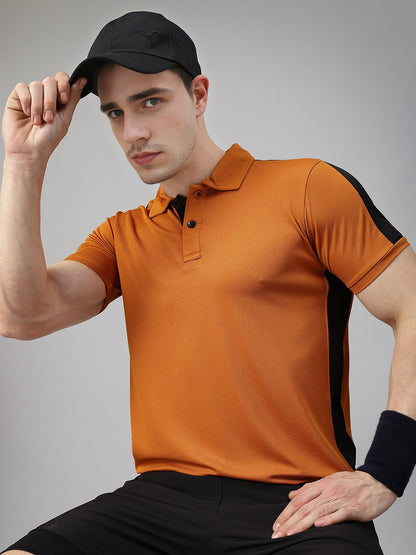 Men Regular Dry Fit Half Sleeve Polo T-Shirt Rust