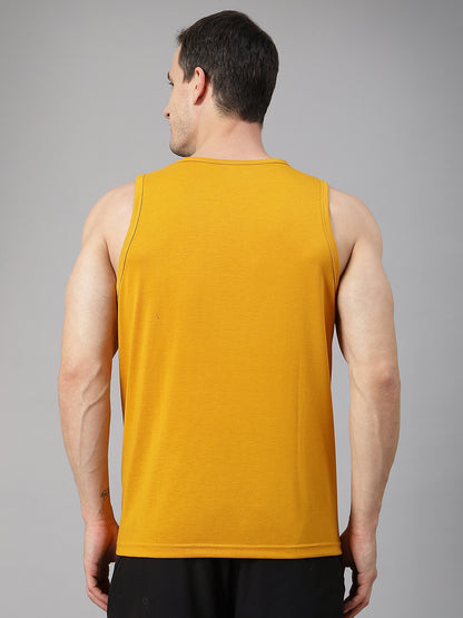 Men's Mustard Sleeveless Gym Tanktop