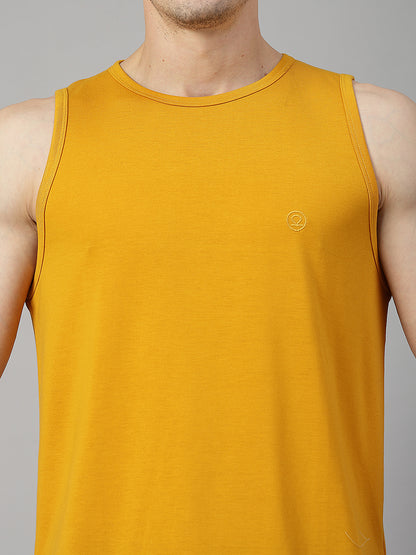Men's Mustard Sleeveless Gym Tanktop