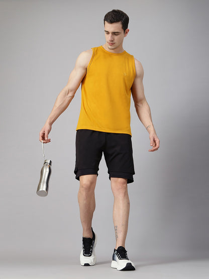 Men's Mustard Sleeveless Gym Tanktop