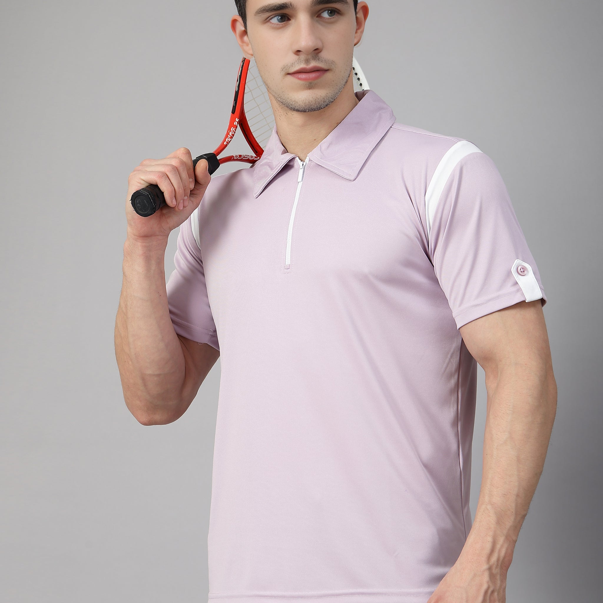 Men's Polo Neck Regular Fit Gym Sports Zipper T-Shirt