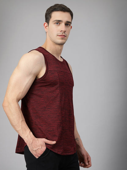 Men Wine Regular Fit Sleeveless Sports Tanktop