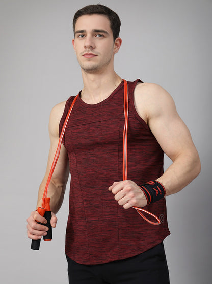 Men Wine Regular Fit Sleeveless Sports Tanktop