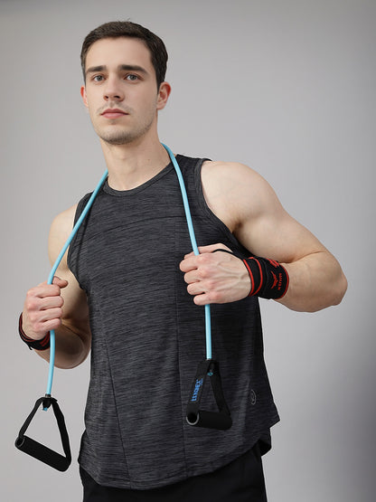 Men Grey Regular Fit Sleeveless Sports Tanktop