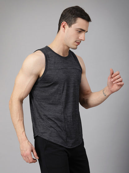 Men Grey Regular Fit Sleeveless Sports Tanktop