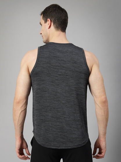 Men Grey Regular Fit Sleeveless Sports Tanktop