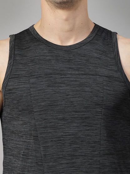Men Grey Regular Fit Sleeveless Sports Tanktop