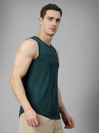 Men Dark Green Gym Sleeveless Sports Tanktop