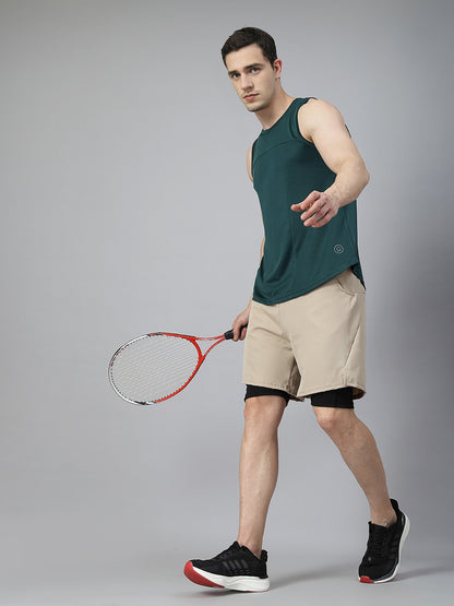Men Dark Green Gym Sleeveless Sports Tanktop