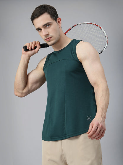 Men Dark Green Gym Sleeveless Sports Tanktop