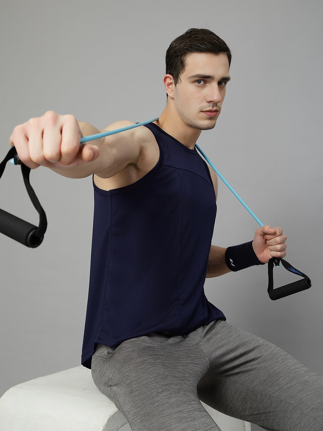 Men Navy Blue Gym Sleeveless Sports Tanktop