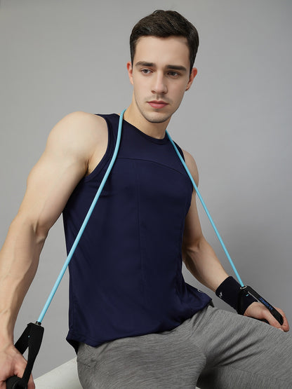 Men Navy Blue Gym Sleeveless Sports Tanktop