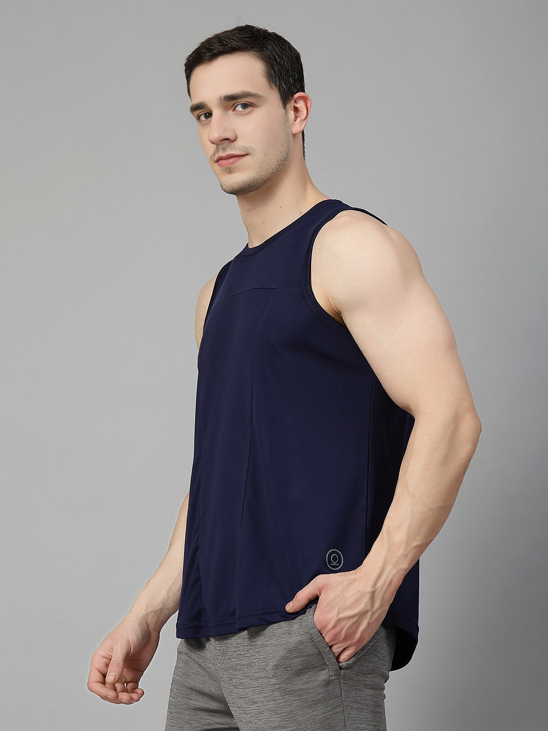 Men Navy Blue Gym Sleeveless Sports Tanktop