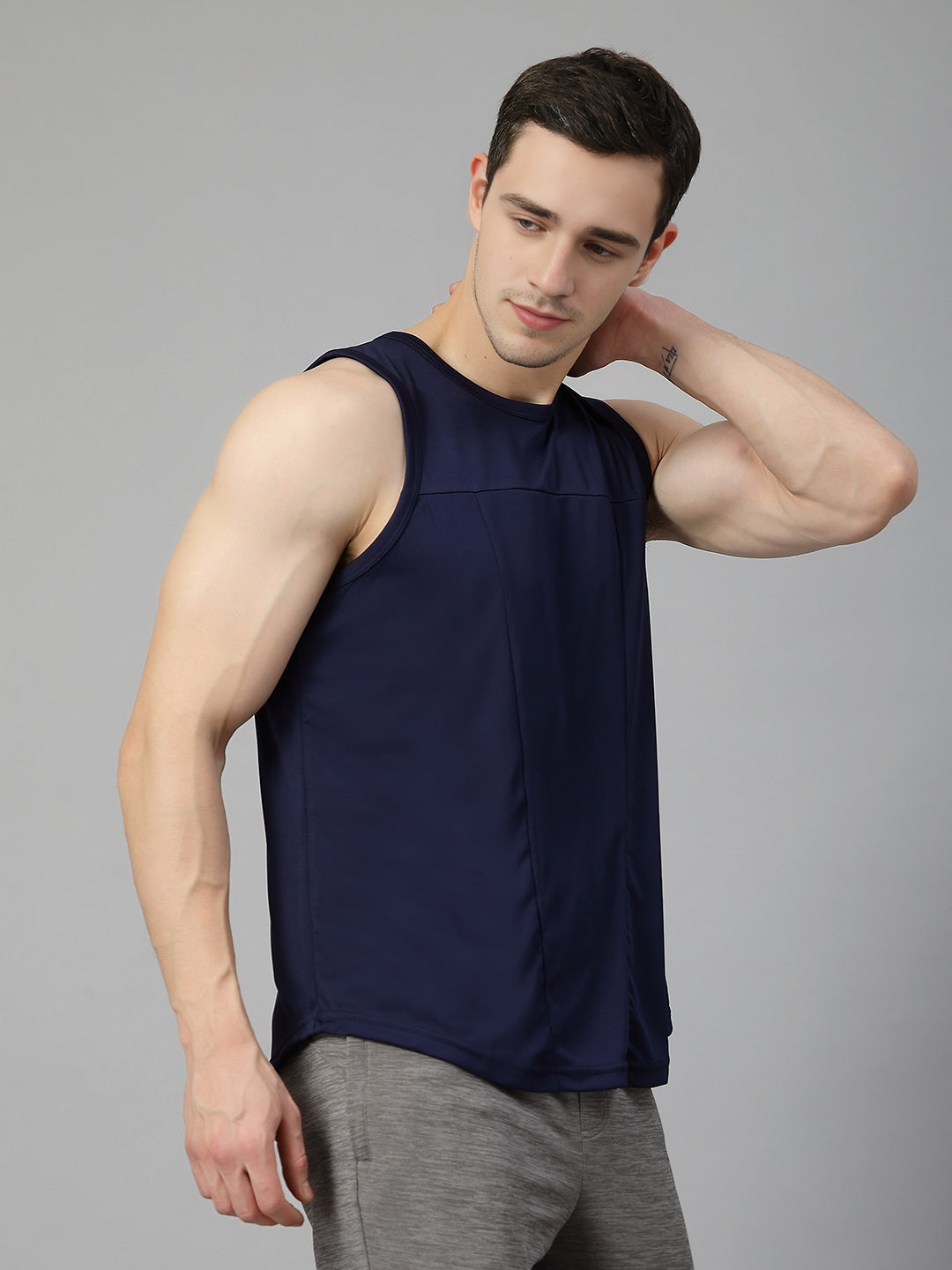 Men Navy Blue Gym Sleeveless Sports Tanktop