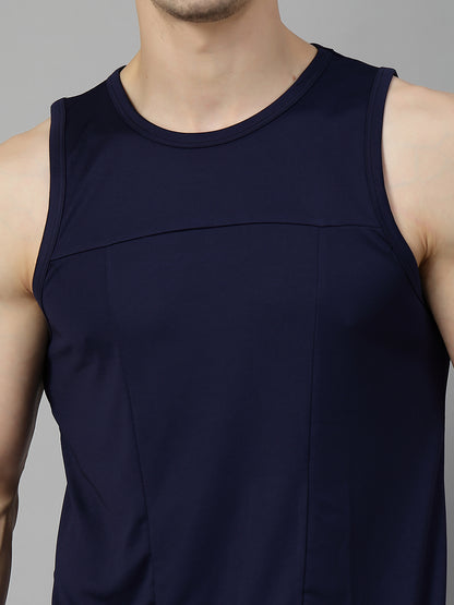 Men Navy Blue Gym Sleeveless Sports Tanktop
