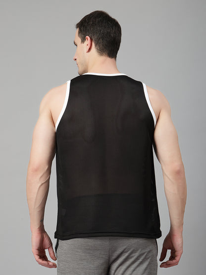 Men Black White Gym Sleeveless Sports Tanktop