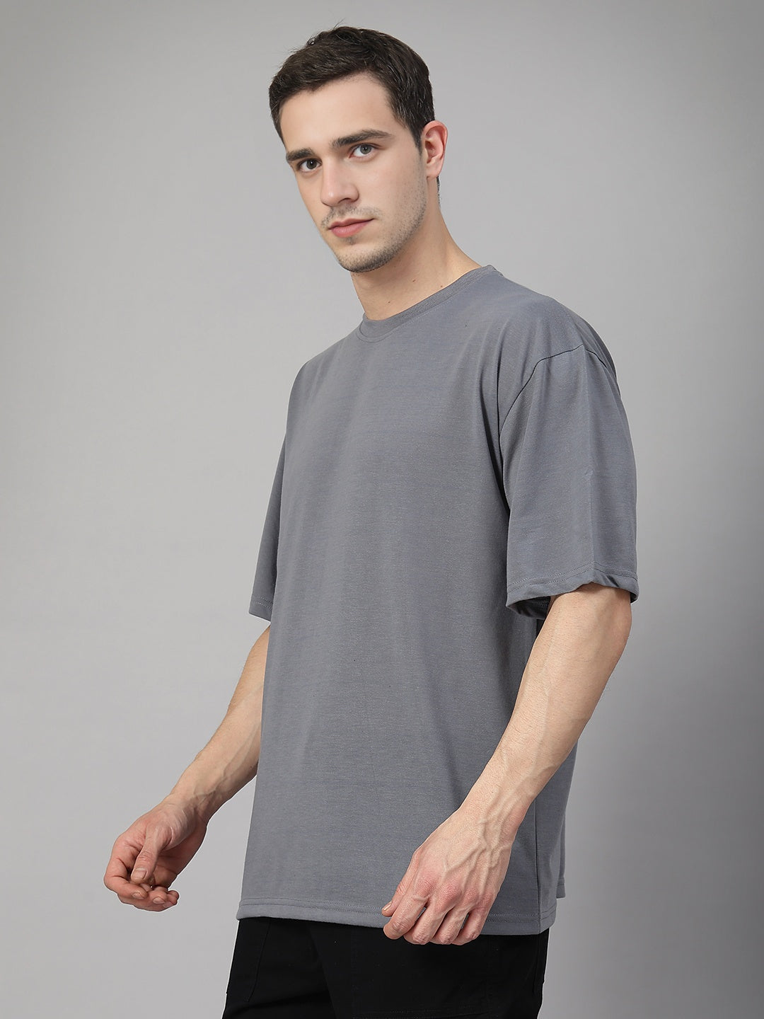 Men’s Oversized Relaxed Fit Cotton T-Shirt Slate Grey