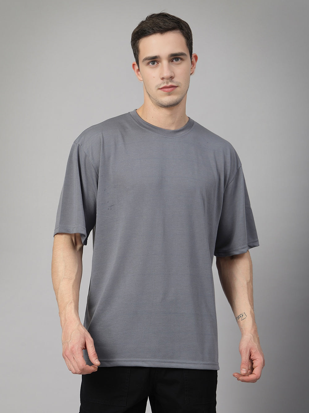 Men’s Oversized Relaxed Fit Cotton T-Shirt Slate Grey