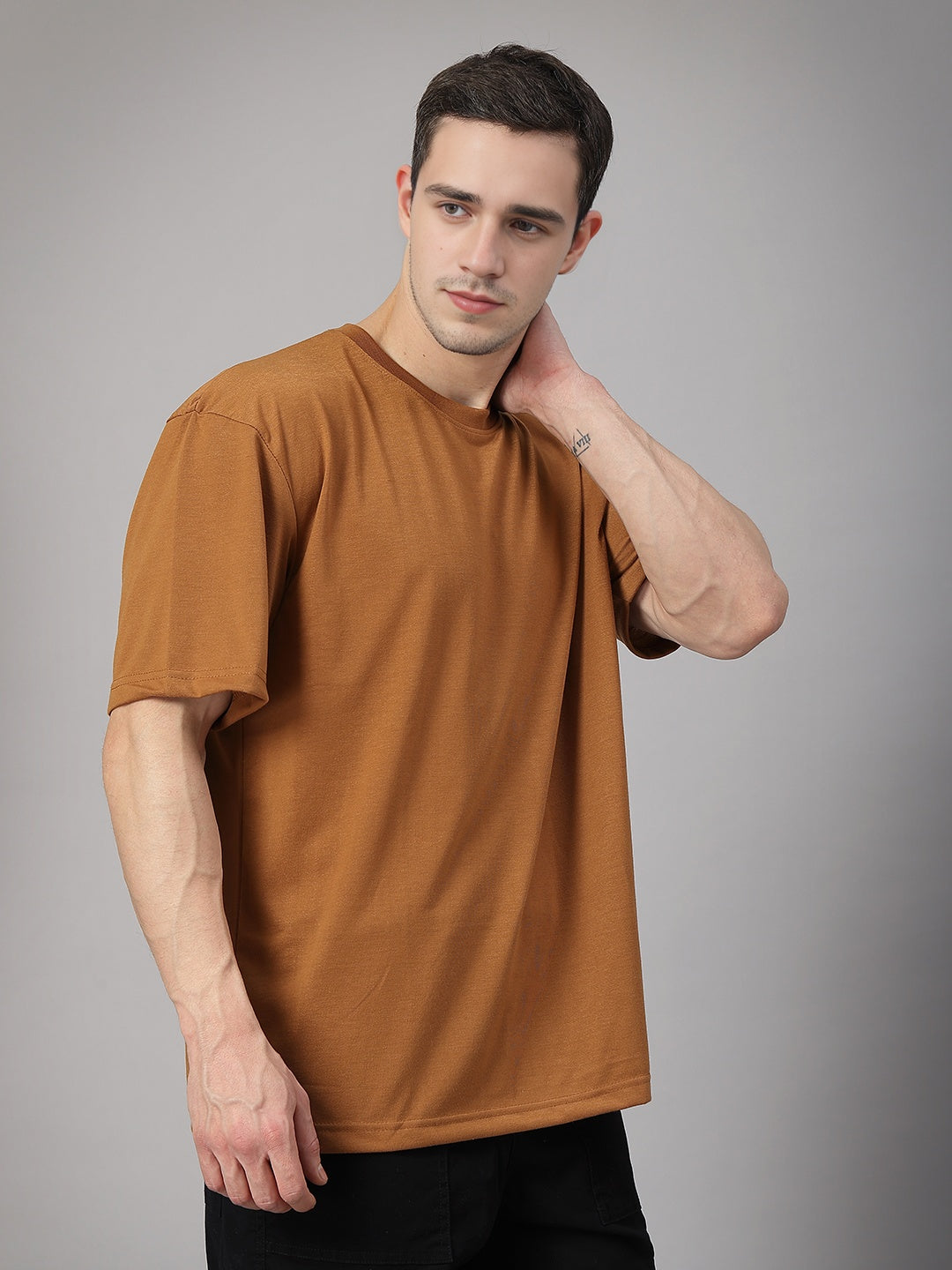 Men’s Oversized Relaxed Fit Cotton T-Shirt Golden Brown