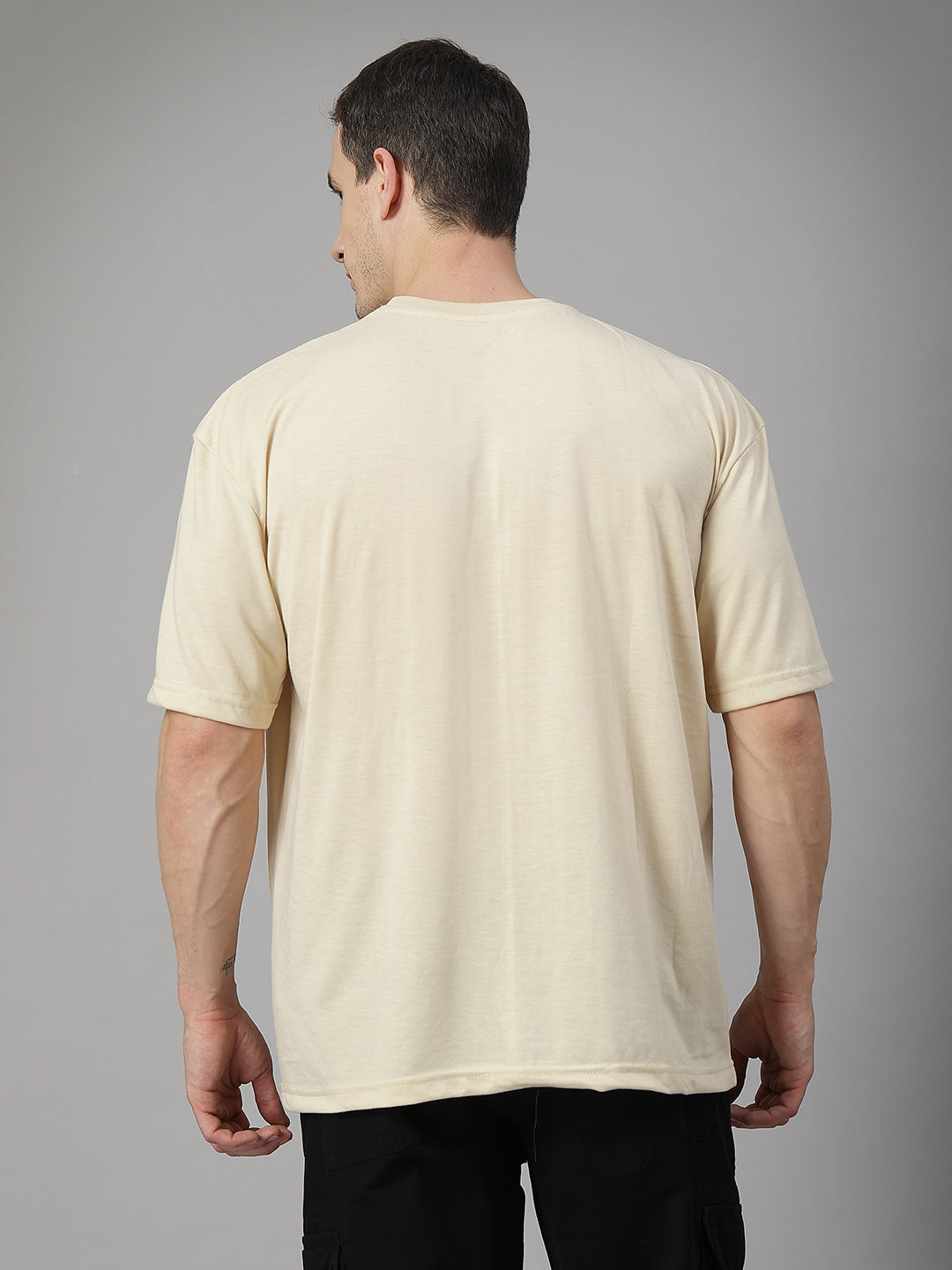 Men’s Oversized Relaxed Fit Cotton T-Shirt Beige