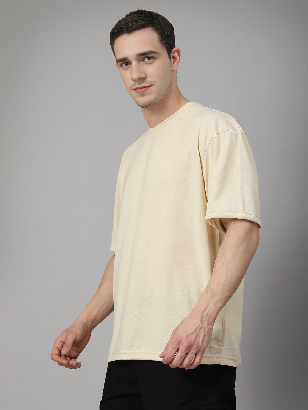 Men’s Oversized Relaxed Fit Cotton T-Shirt Beige